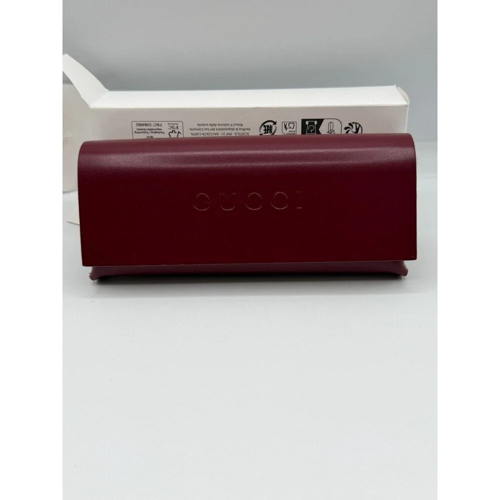 Gucci Eyeglasses Sunglasses Case Box w/ Cloth Authentic Burgundy EUC Set New